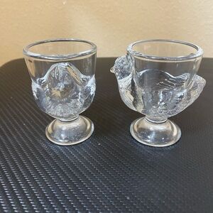 Clear Glass Bird-Shaped Egg Cups — Set of 2